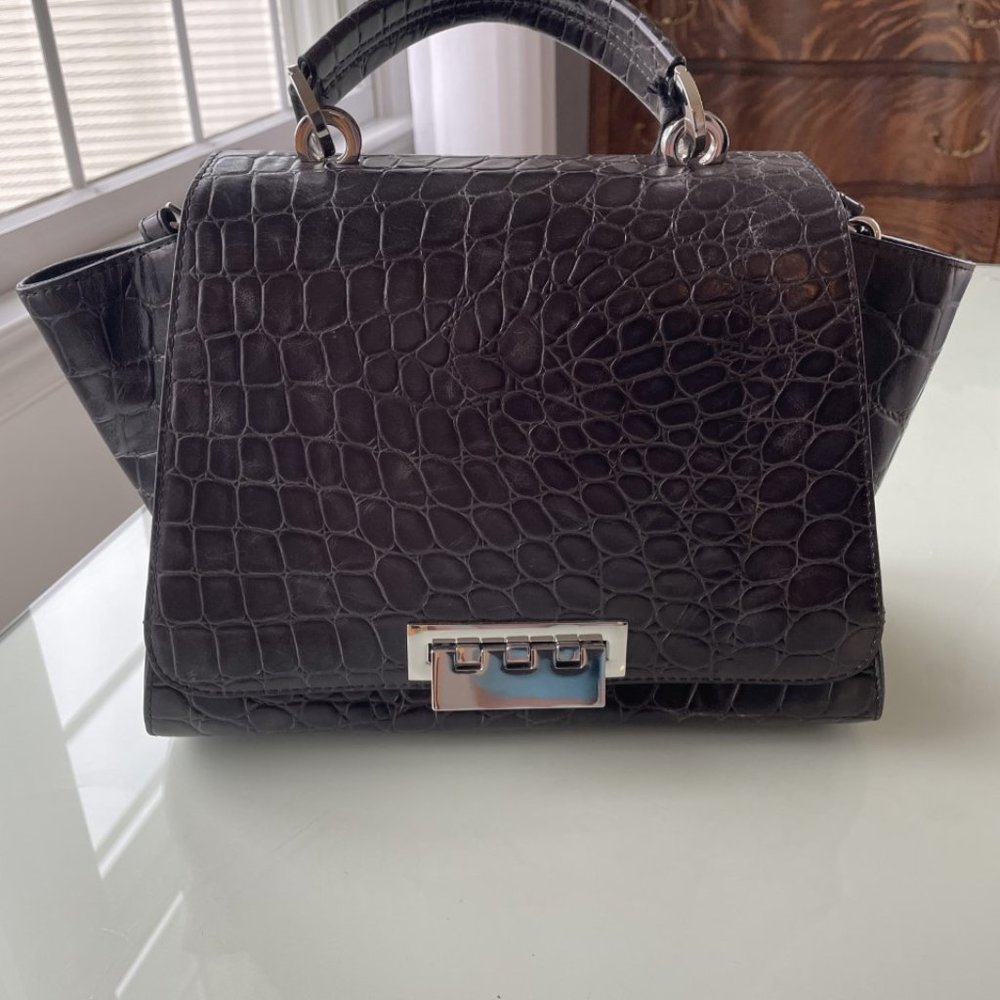 RARE Zac Zac Posen Eartha Handbag Purse - Graphite Croc